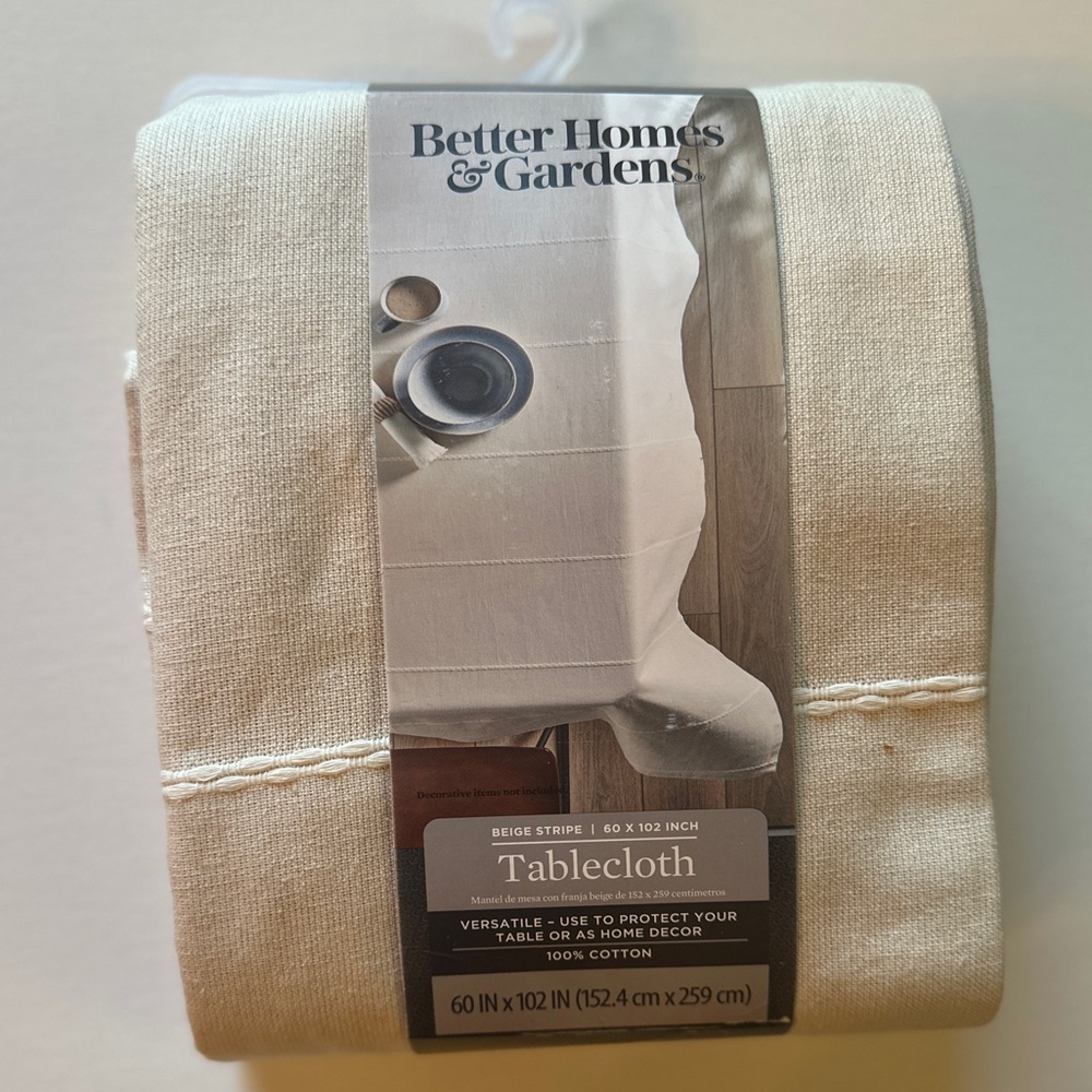 Better Homes & Garden Beige Stripe tablecloth, 60x102